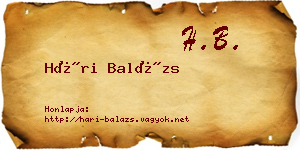 Hári Balázs névjegykártya